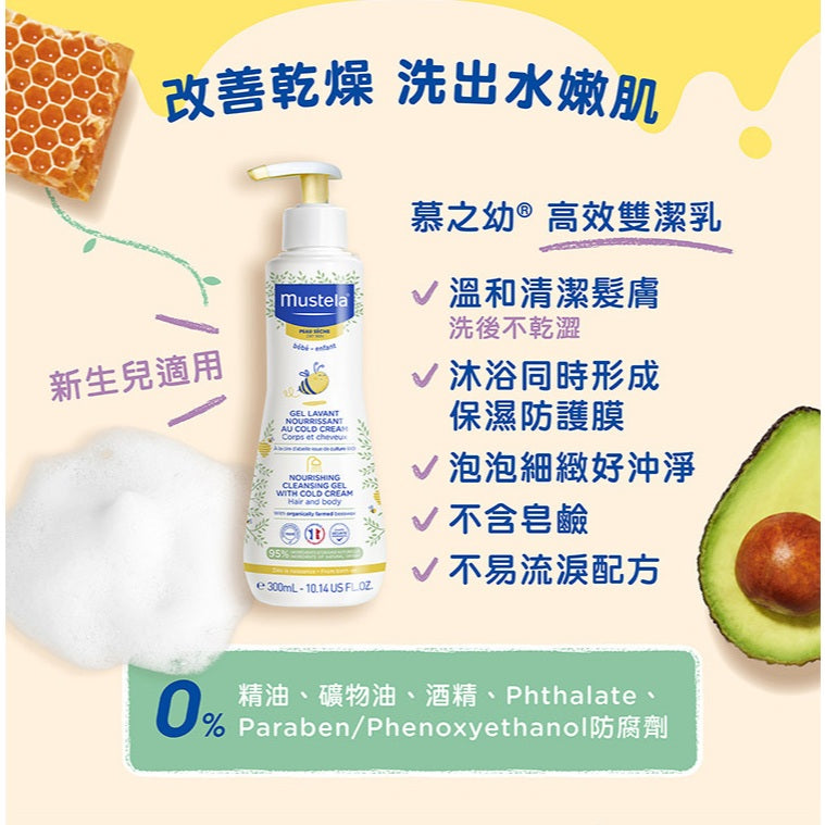 【慕之恬廊】慕之幼高效雙潔乳 300ml 洗髮沐浴兩用 洗後Q彈不乾澀 長效屏障 鎖水保濕 嬰幼兒適用