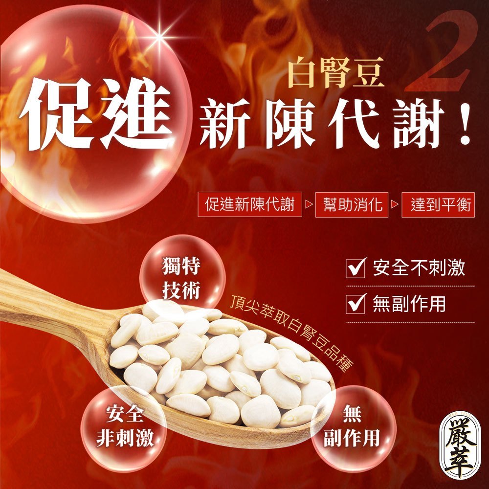 【嚴萃】燃No.1極致代謝x白腎豆 30顆/盒 多國專利原料 馬鈴薯萃取+海洋鎂 飯前補給 大餐應酬必備