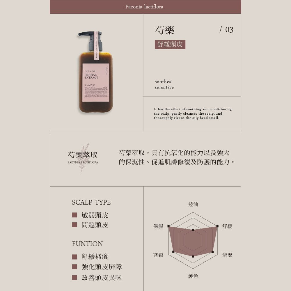 【KAFEN卡氛】草本洗髮精 300ml/瓶 艾草 芍藥 龍膽草 天然草本 豐盈蓬鬆 控油保濕 滋養髮絲