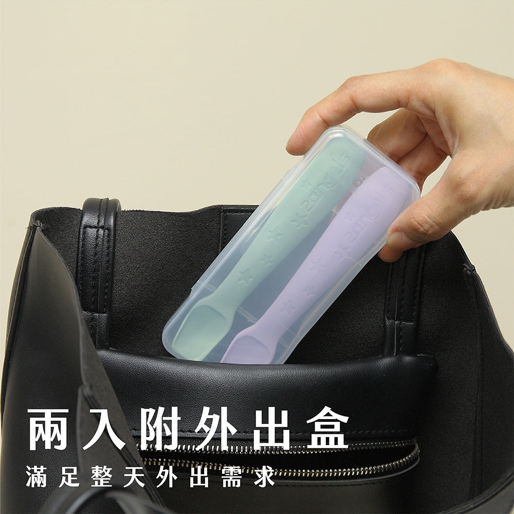 【2angels】矽膠餵食湯匙 2入組(附收納盒) 德國認證 食品級矽膠 梯形匙面 親膚手柄 兒童餐具 商品介紹圖 7