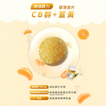 【松瑞製藥】維他泡泡發泡含片 14錠/瓶 CB群+薑黃 CD+鋅 CE+鐵 鈣鎂+D 葉黃素 口溶發泡錠