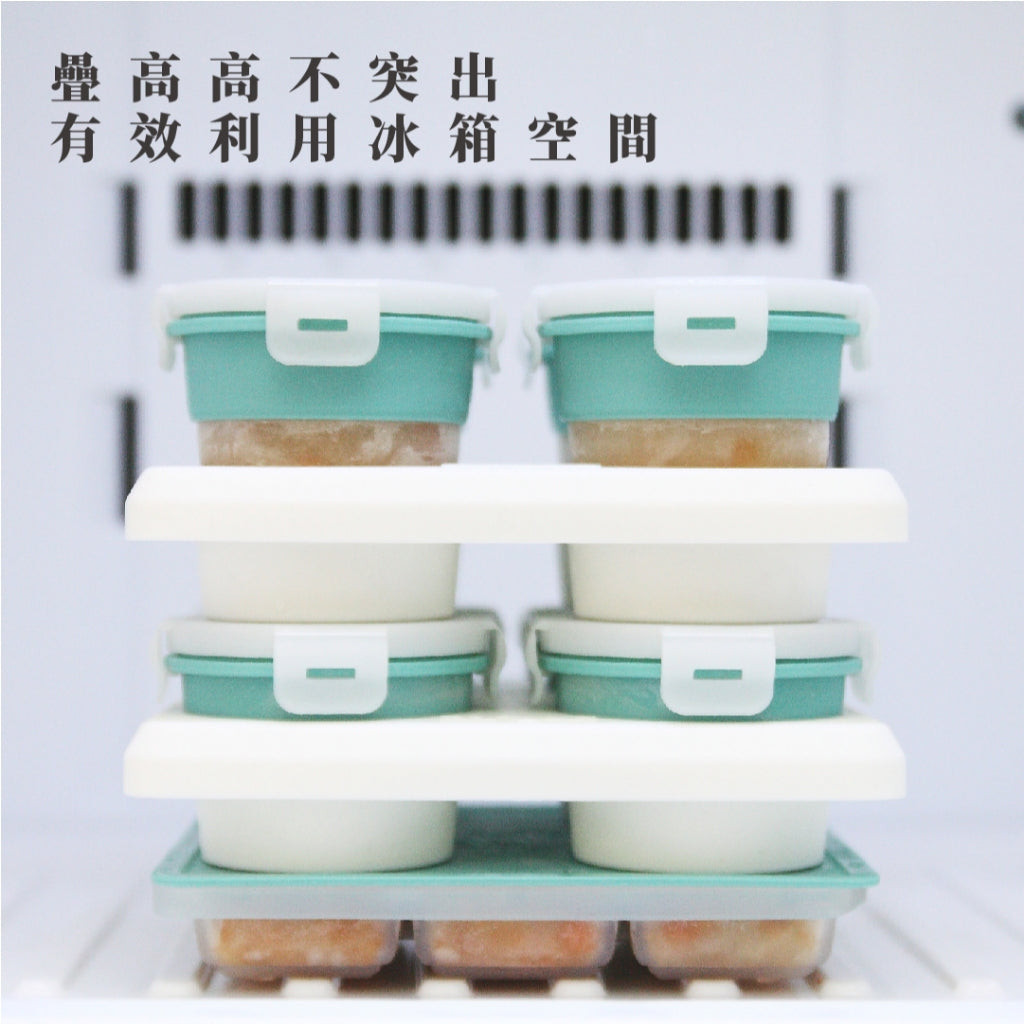 【2angels】矽膠副食品儲存杯 4入組(含杯架) 60ml/120ml 食品級矽膠 備餐加熱 堆疊收納