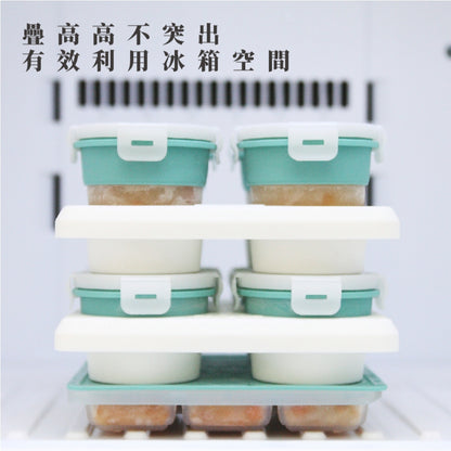 【2angels】矽膠副食品儲存杯 4入組(含杯架) 60ml/120ml 食品級矽膠 備餐加熱 堆疊收納