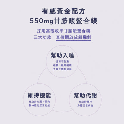 【好葉】舒心鎂膠囊 60粒/袋 甘胺酸螯合鎂配方 舒適放鬆 夜晚好眠 溫和好吸收 睡眠補給 日常補給