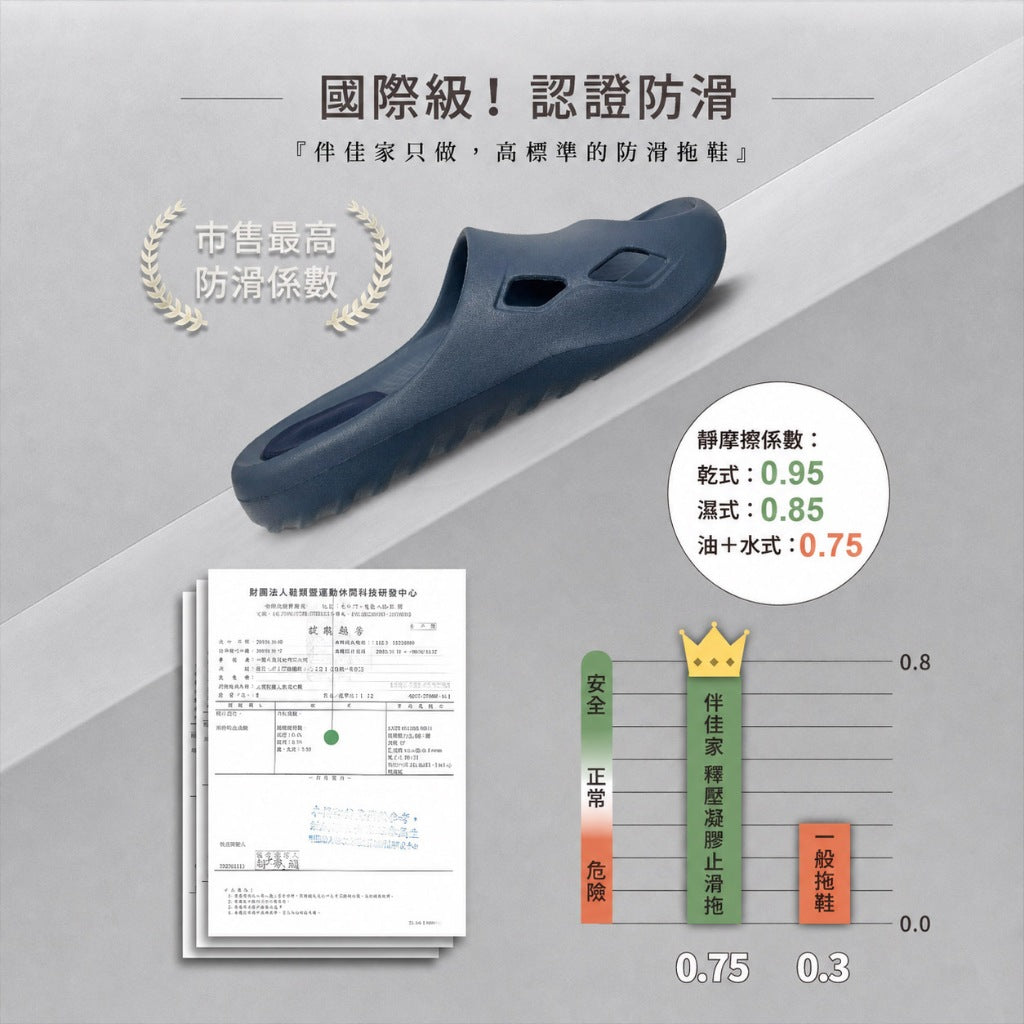 【伴佳家】釋壓凝膠止滑拖鞋 貼合足型 分散壓力 前後雙凝膠科技 防滑拖鞋 足弓支撐 浴室廚房防滑 居家拖鞋